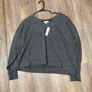 Discreet Charcoal Pinstripe Blouse